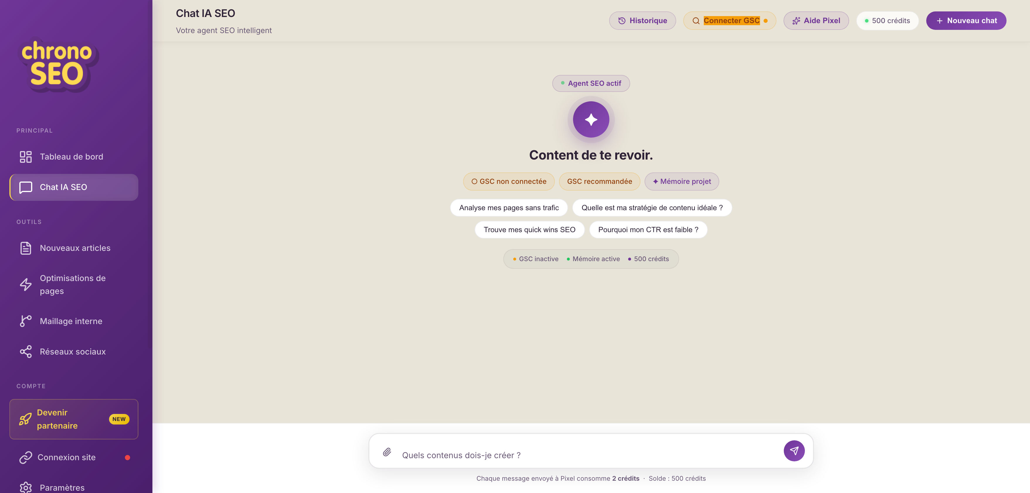 Pixel — Chat IA SEO Chrono SEO